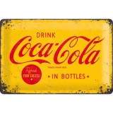 Placa metalica - Coca Cola - Yellow Logo - 20x30 cm, Nostalgic Art Merchandising