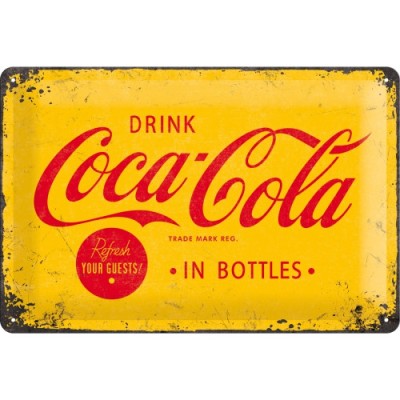 Placa metalica - Coca Cola - Yellow Logo - 20x30 cm foto