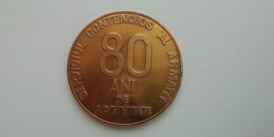 QW2 38 - Medalie - tematica militara - Serviciul contencios al Armatei - 80 ani foto