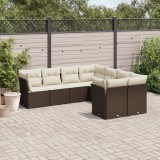 VidaXL Set canapele de grădină cu perne, 8 piese, maro, poliratan