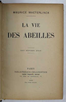 LA VIE DES ABEILLES par MAURICE MAETERLINCK , 1924 foto