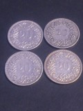 Lot 4 monede, 20 rappen 1900 + 1901 + 1902 + 1903 stare EF/EF+/aUNC (poze). Discount conform descriere [10 - 20 %. Vezi descrierea.]., Europa