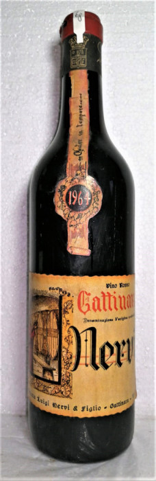 68 -vin rosu GATTINARA, DOC, NER VI, recoltare 1964 cl 70 gr 13