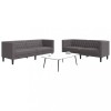 VidaXL Set canapele Chesterfield cu 2 locuri, gri, piele eco.
