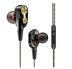 Casti cu fir Techstar? Roreta Negre, Dual Drive, Microfon, Extra Bass, In ear, 3.5mm, Remote foto