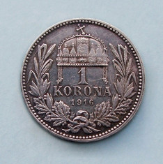 UNGARIA - 1 Korona 1916 - Franz Joseph I - Argint 5 g. foto