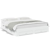 VidaXL Cadru de pat cu sertare, alb, 180x200 cm, lemn prelucrat