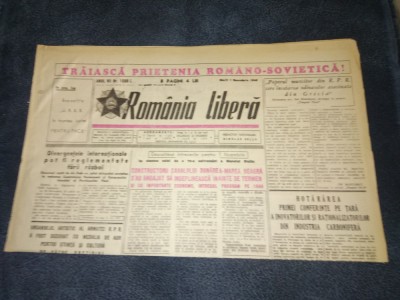 ZIARUL ROMANIA LIBERA 1 NOIEMBRIE 1949 ARLUS foto