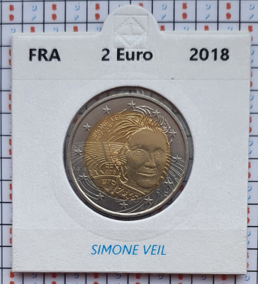 Franta 2 euro 2018 UNC - Simone Veil - km 2459 - cartonas personalizat D26901 foto