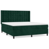 Cumpara ieftin Pat box spring cu saltea, verde inchis, 160x200 cm, catifea