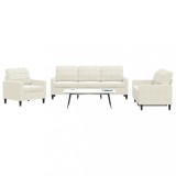 VidaXL Set de canapele cu perne, 3 piese, crem, catifea