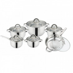 Set 6 Oale Inox Baza Inductie 6 Capace Sticla Grunberg GR244 foto