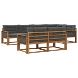 vidaXL Set de canapele de exterior cu pernă 7 pcs Natural și Antracit 3382640