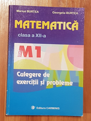 Matematica clasa a XII-a M1 Culegere de exercitii si probleme Marius Burtea foto