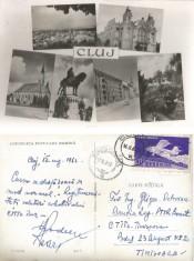 *Romania, Cluj, carte postala ilustrata, circulata intern, 1962