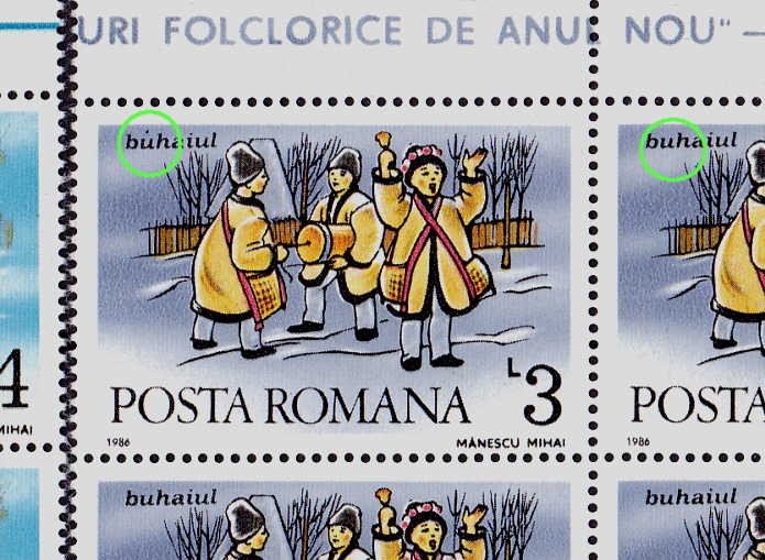 RO 1986 LP 1172 &quot;Obiceiuri romanesti de Anul Nou&quot; , bloc 4+EROARE catalogata MNH