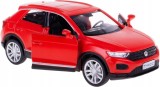 Macheta Volkswagen T-Roc rosie 1:32 replica metal cu usi deschise si mecanism pull back fara cutie proprie