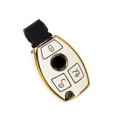 Husa alb pentru cheie 3 butoane Mercedes Benz A B C E GL S GLA GLK CLS Class AMG W204 W205 W212 W463 W176