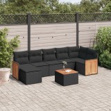 Cumpara ieftin Gossi set mobilier de gradina cu perne, 8 piese, negru, poliratan