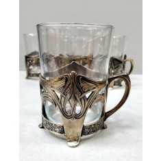 Sase Suporturi Art Nouveau de pahare, WMF, cca. 1906