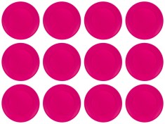 Set farfurii 12 piese din plastic, culoare fuchsia, diametru 23 cm