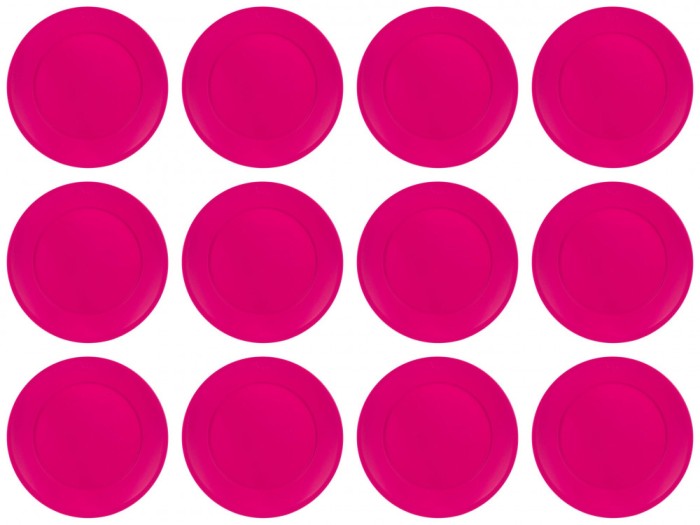 Set farfurii 12 piese din plastic, culoare fuchsia, diametru 23 cm