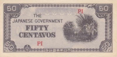 Bancnota Filipine 50 Centavos (1942) - P105a UNC ( ocupatia japoneza - vezi descriere ) foto