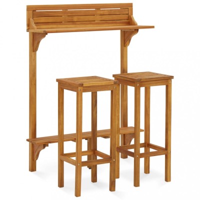 vidaXL Set mobilier bar de balcon, 3 piese, lemn masiv de acacia foto
