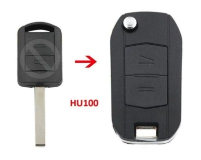 Carcasa cheie auto Techstar transformatoare, upgrade flip, 2 butoane, lama HU100, compatibila Opel Corsa, Astra, Meriva, Zafira foto