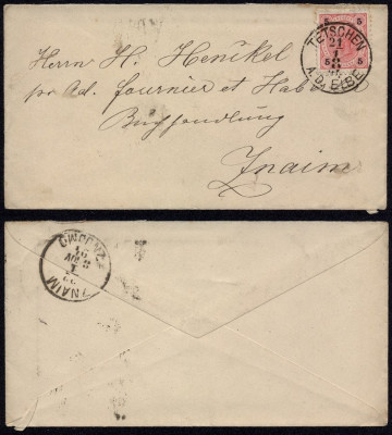 Austria 1894 Postal History Rare Cover Tetschen to Znaim DB.348 foto