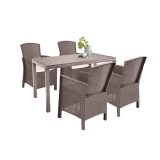 Set mobilier de grădină Hellma 4+1, culoare cappuccino