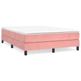 Cumpara ieftin Pat box spring cu saltea, roz, 140x200 cm, catifea