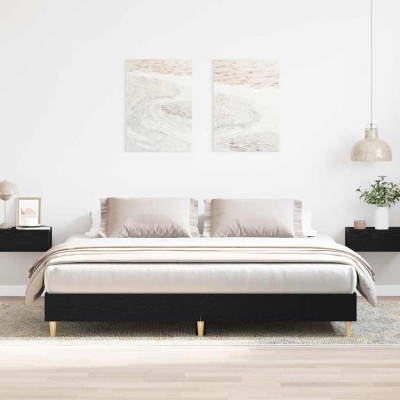 vidaXL Cadru de pat Stejar Negru 180 x 200 cm Lemn compozit foto