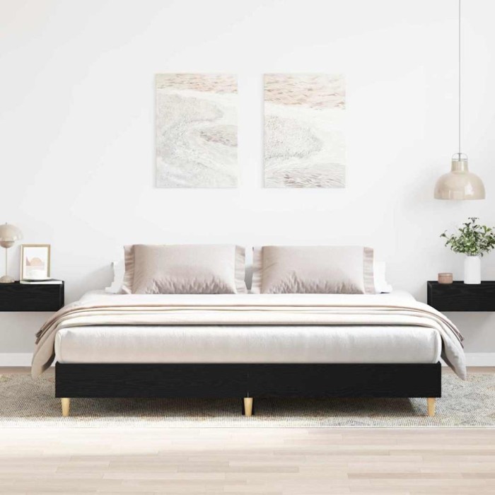 vidaXL Cadru de pat Stejar Negru 180 x 200 cm Lemn compozit