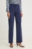 Sisley pantaloni femei, culoarea albastru marin, drept, high waist, 4KVXLF02I