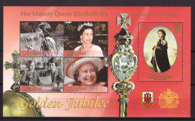 Gibraltar 2002 - Regina Elisabeta a II-a, bloc neuzat foto