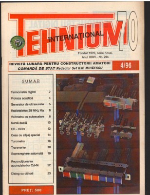 C10410 - REVISTA TEHNIUM 70, 4/ 1996 foto