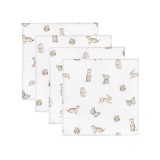 Set 4 Museline din bumbac si bambus, Scutec multifunctional Dreamland, 30 x 30 cm