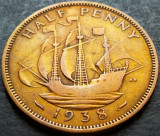 Cumpara ieftin Moneda istorica HALF PENNY - ANGLIA, anul 1938 *cod 2208 = GEORGIVS VI, Europa