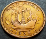 Cumpara ieftin Moneda istorica HALF PENNY - ANGLIA, anul 1938 *cod 2208 = GEORGIVS VI