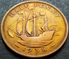 Moneda istorica HALF PENNY - ANGLIA, anul 1938 *cod 2208 = GEORGIVS VI