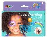 Cumpara ieftin Trusa make-up pictura fata cu sabloane incluse - sase culori non-alergice - curcubeu si stele