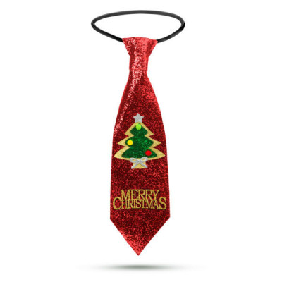 Cravată de Crăciun - sclipici roșu - 41 x 11 cm foto