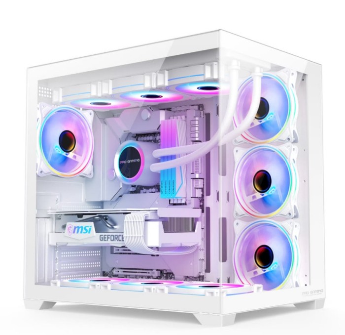 Carcasa Pro Gaming ELITE White, Cube Tower, ATX, fara sursa, 7x ARGB FAN,
