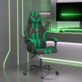 VidaXL Scaun de gaming pivotant, negru și verde, piele ecologică