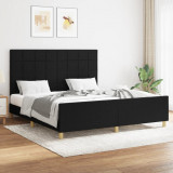 Cadru de pat cu tablie, negru, 160x200 cm, textil GartenMobel Dekor, vidaXL