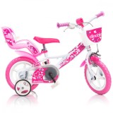 Bicicleta pentru copii Little Hearth DB-124RLN-05LH Dino Bikes, 12 inch, alb si roz for Your BabyKids