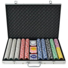 Set de poker cu 1000 de jetoane cu laser din aluminiu foto
