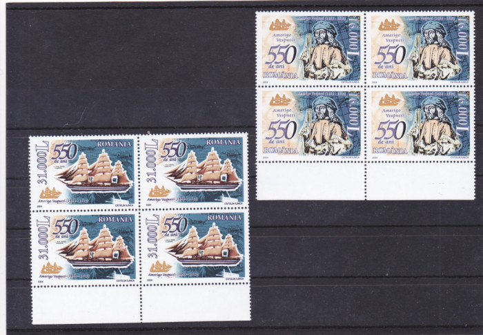 2004 LP 1627 - 500 DE ANI NASTEREA LUI AMERIGO VESPUCCI BLOCURI DE 4 TIMBRE MNH