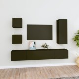 vidaXL Set dulap TV, 5 piese, negru, lemn prelucrat